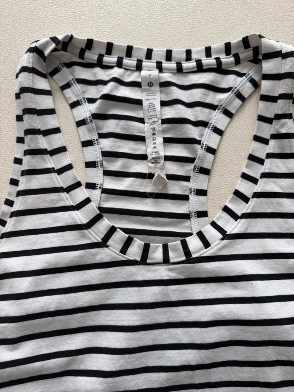 lululemon athletica Black & White Striped Racerback Tank